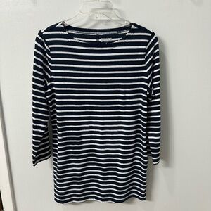 Duluth Trading Co. Women's Longtail Tunic T 3/4 Sleeve Navy/White | Small